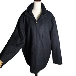 Calvin Klein Men's Wool Jacket Dark Charcoal Quilted Interior Size XL TG NICE!